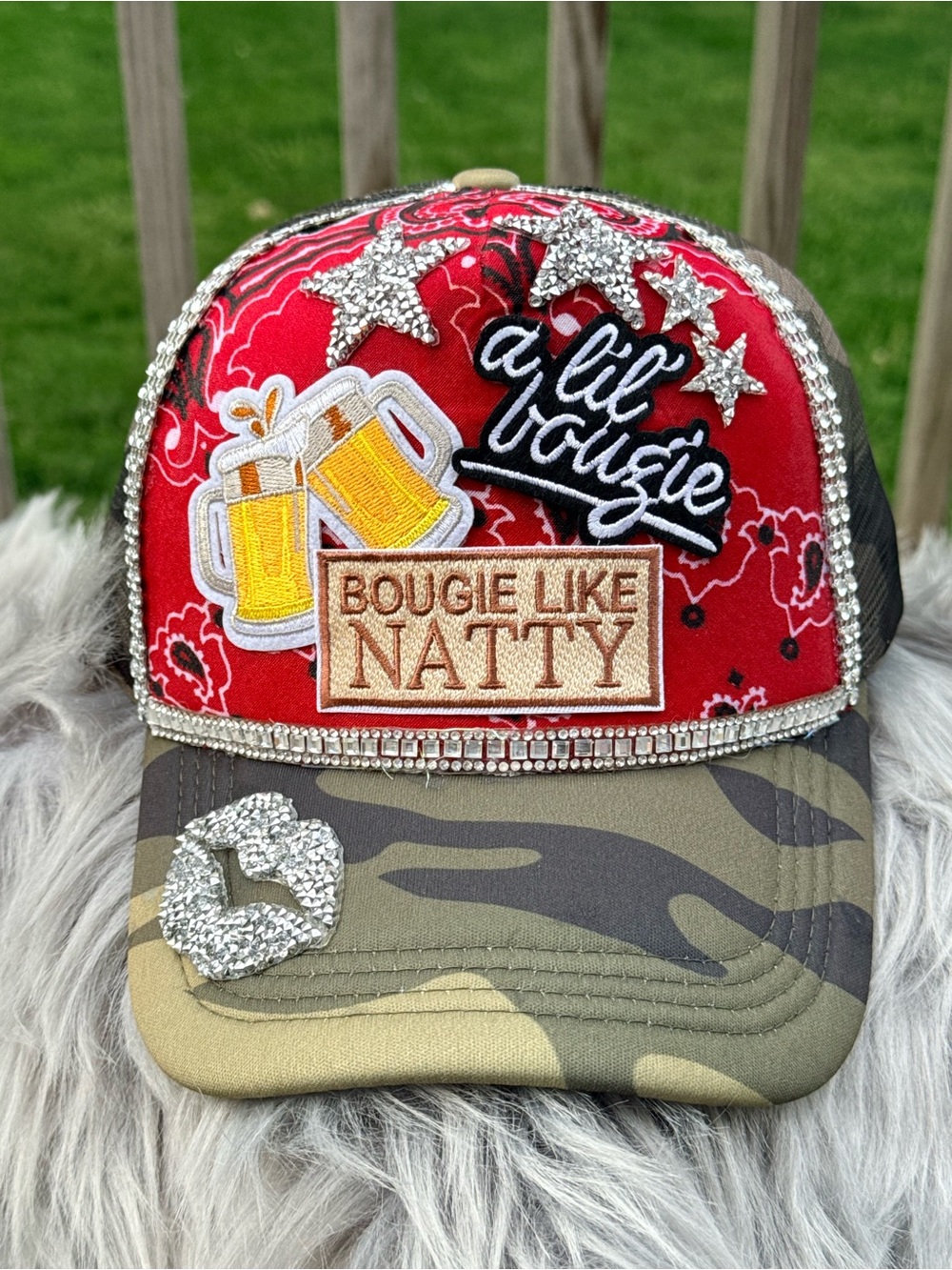 Walker Hayes “Fancy Like” Bougie Like Natty trucker hat  red bandana material